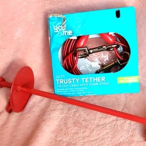 NEW 20FTtrusty tether tie out cable with dome stake for dog up to 100lb (45.3kg)